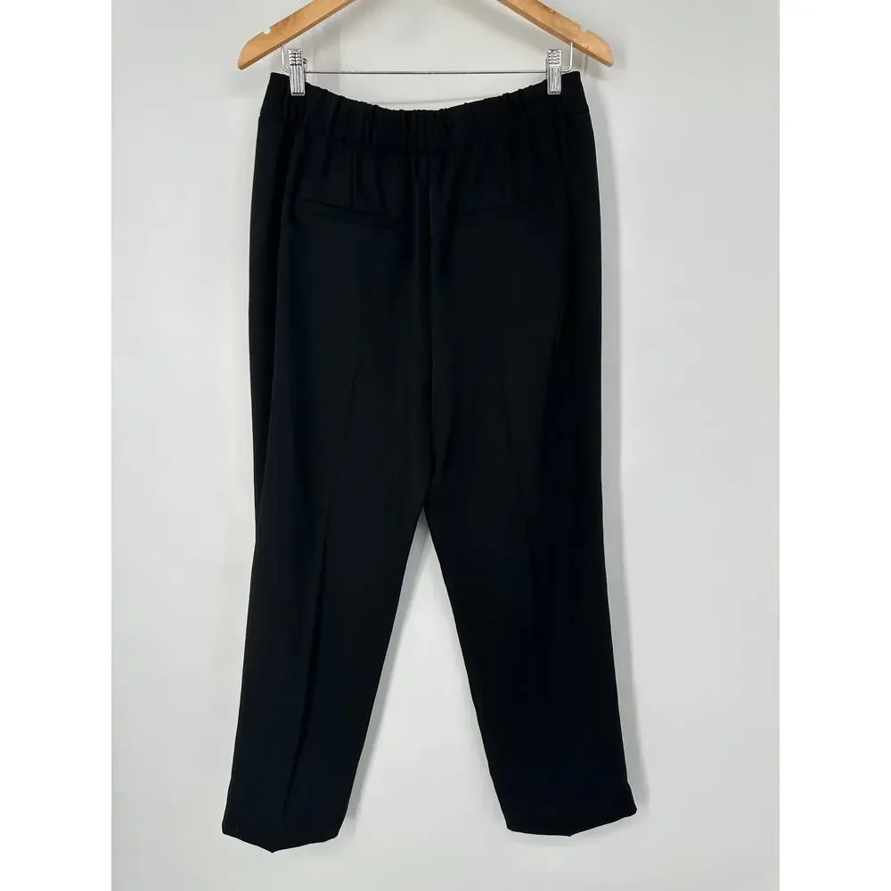 VINCE Mid-Rise Tapered Pull-On Pants Ankle Straight Wide Leg Trouser, Black - Picture 7 of 15